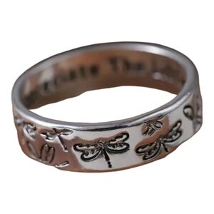 Silver Alloy "Appreciate The Little Things"  Dragonfly Ring